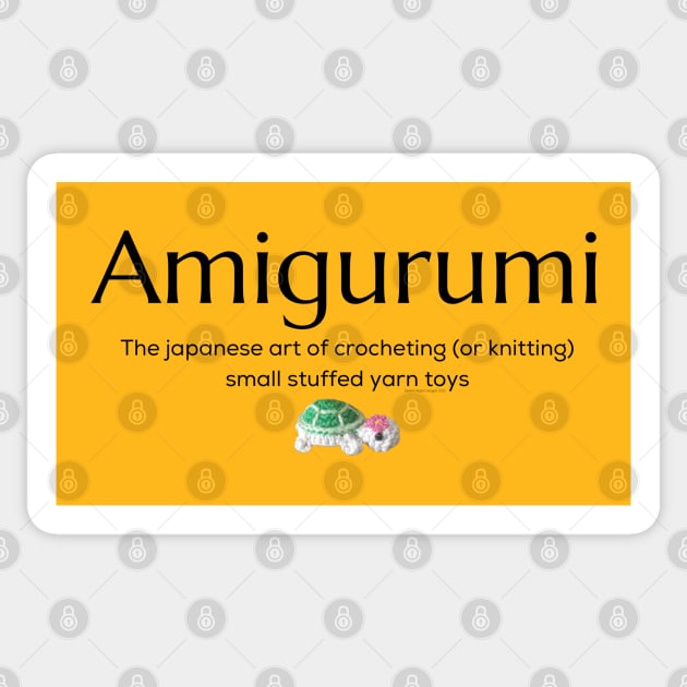 Amigurumi with Turtle and black lettering Sticker by Desert Hippie Designs